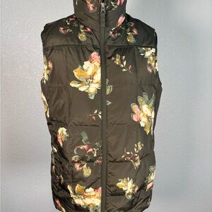 Lands' End Green Floral Vest